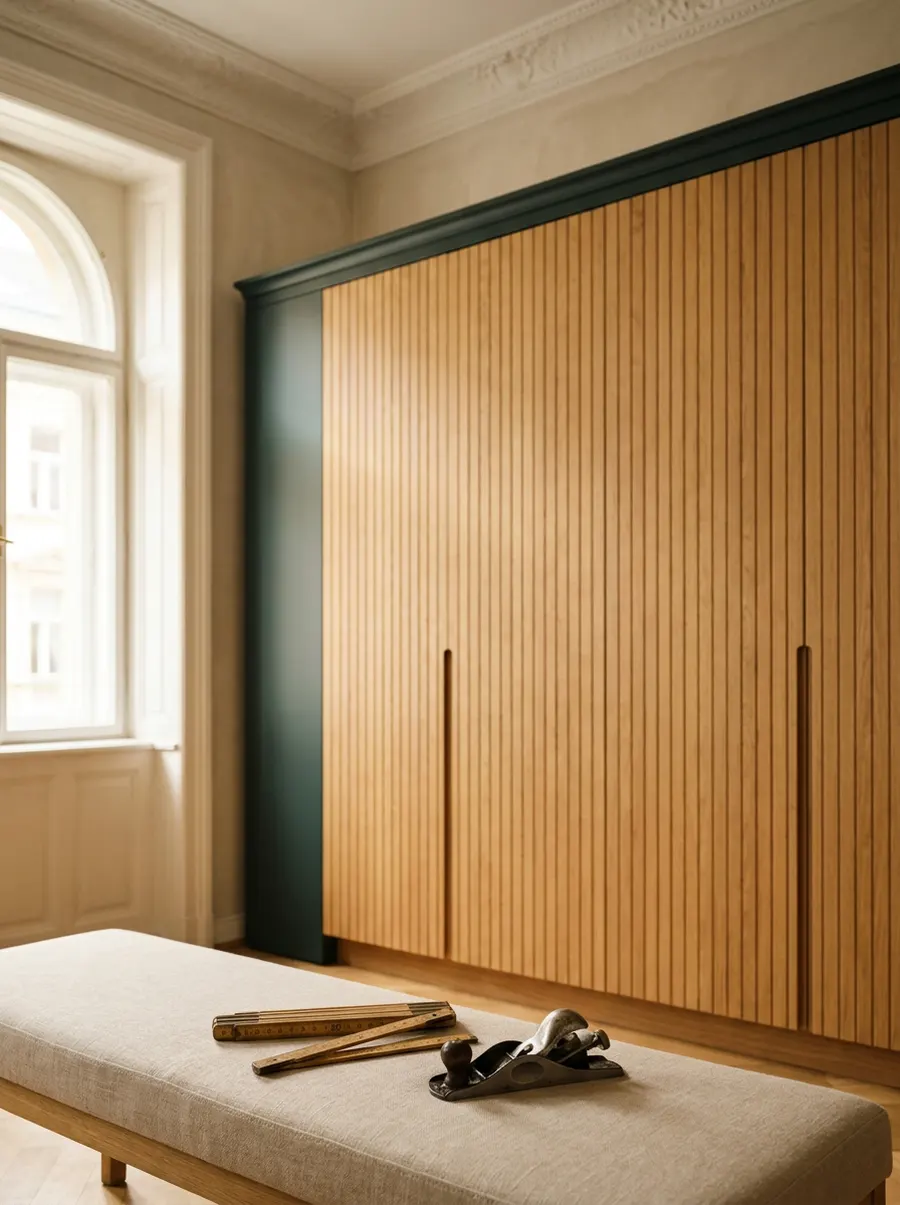 Einbauschrank aus Eiche nach Maß in einer Salzburger Altbauwohnung